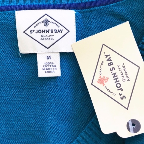 NWT st. John’s Bay 100% cotton V-neck sweater M - Picture 6 of 6